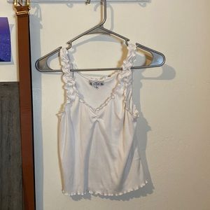 White ruffle tank top